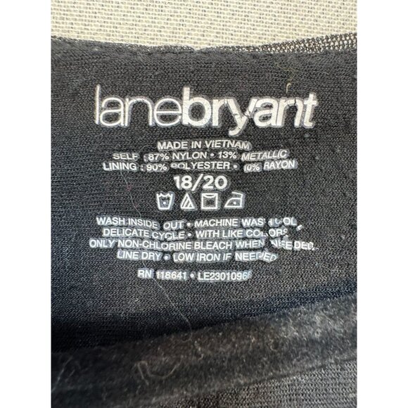 Lane Bryant Womens Metallic Knit Going Out Top Size 18/20 Black Gold Sheer - Picture 2 of 9